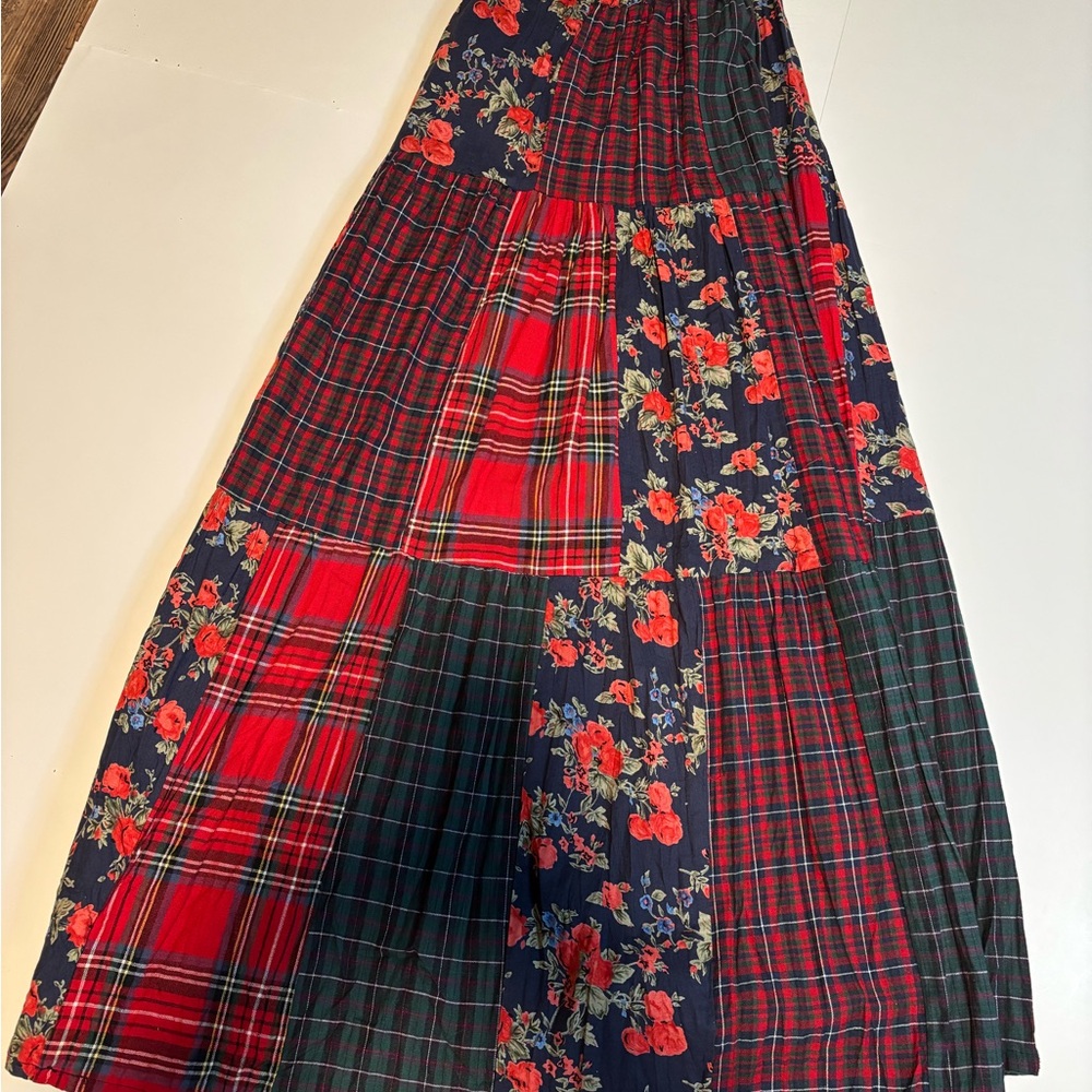 Petite Sophisticate PXL 2 pc vest & skirt patchwork plaid & floral - Picture 13 of 13